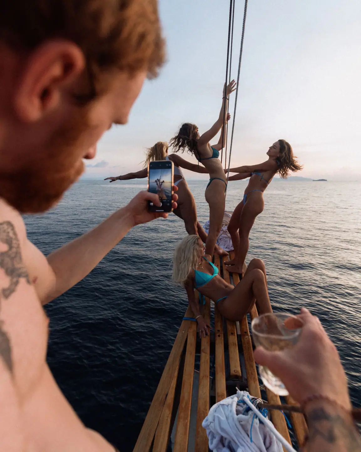 Bowsprit Thrills Fun on the bowsprit at sunset