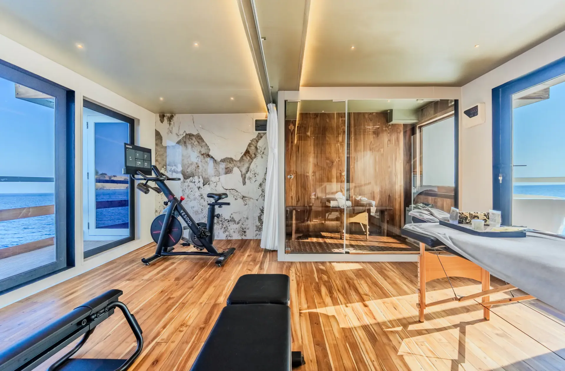 Ocean-View Gym On-board gym with ocean views